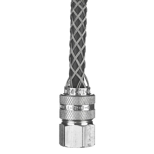 Deluxe Cord Grip, Straight, 3/4 in NPT, Aluminum Body, Stainless Steel Grip